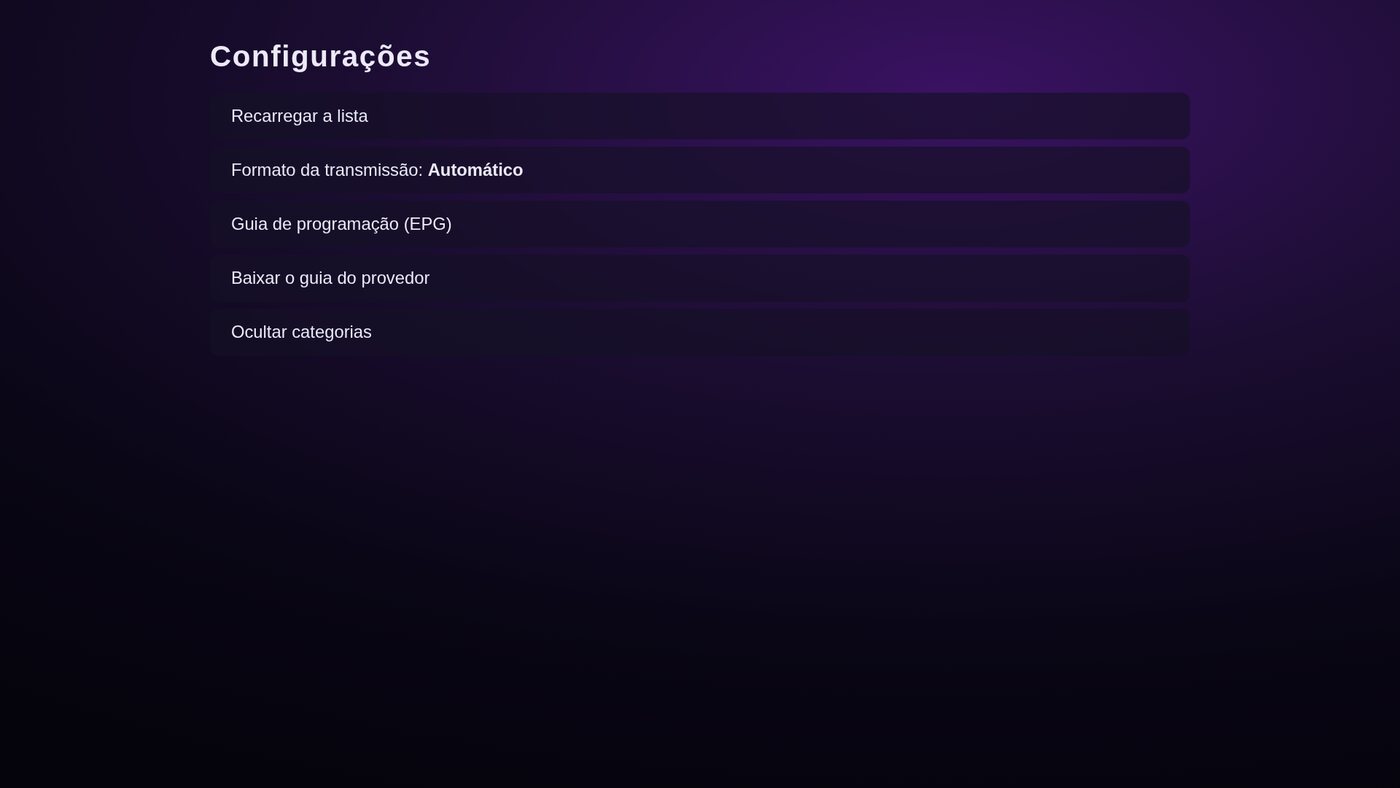 Configurações do app